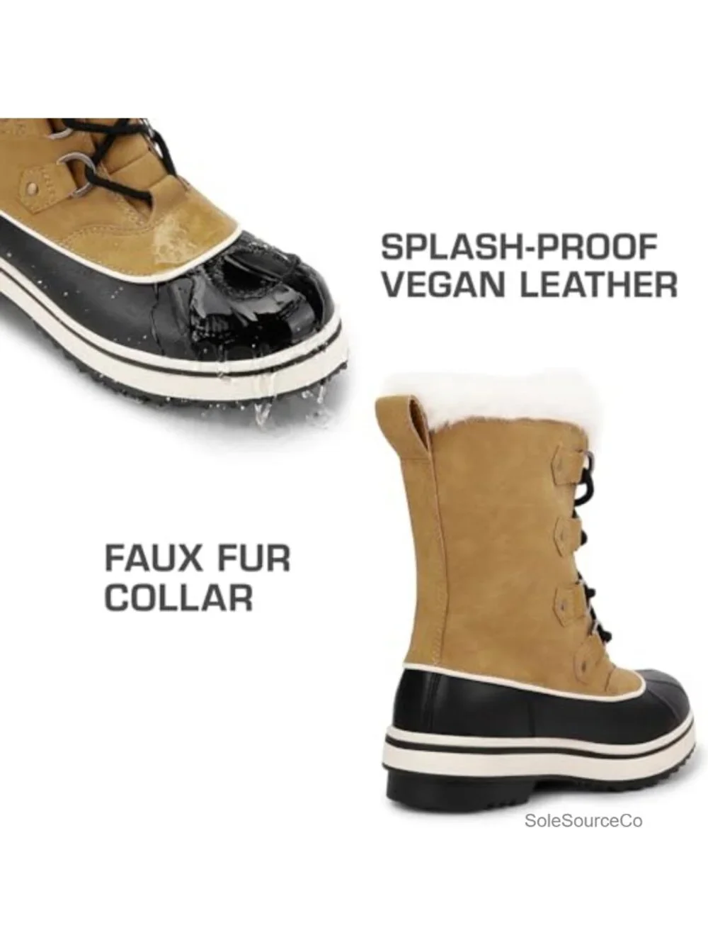 Women's Mid-Calf Snow Boots Waterproof Warm Faux Fur Lined Lace Up Duck Boots